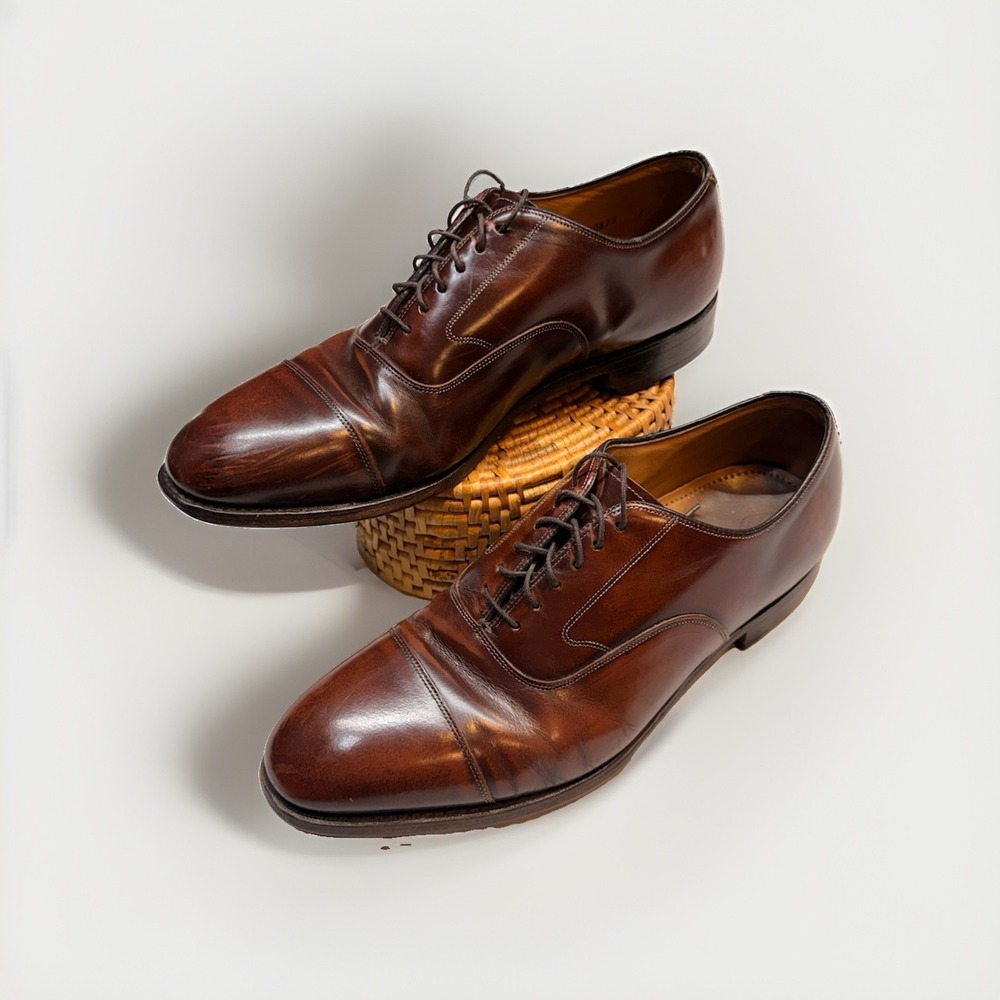 Johnston & Murphy Brown Leather Cap Toe Lace-Up Oxford Dress Shoes 10.5D